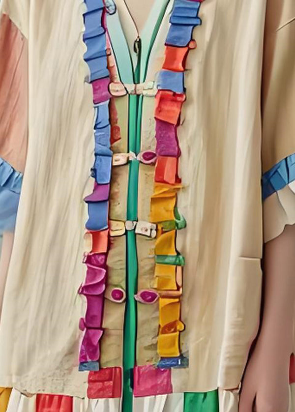Ruffled Patchwork Cotton Loose Coat Summer