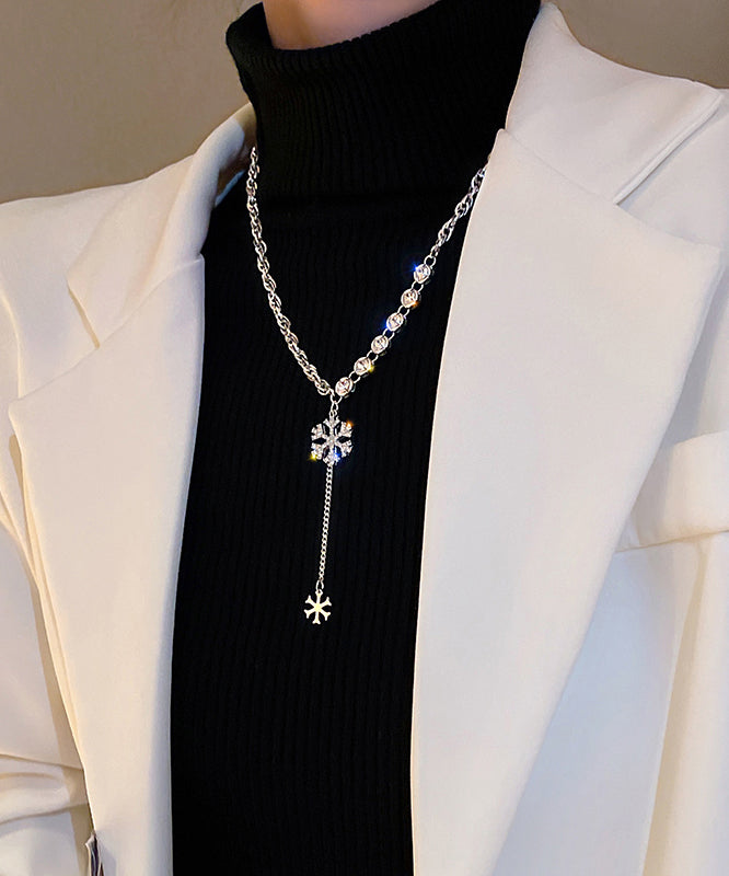 Pendant Alloy Necklace Snowflake Silk Zircon