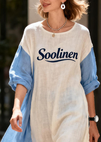 White Oversized Patchwork Cotton Maxi Dresses Summer