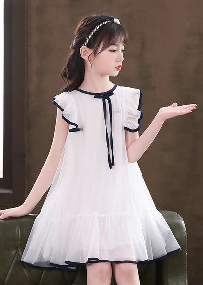 White Puff Sleeve Tulle Baby Dress Summer
