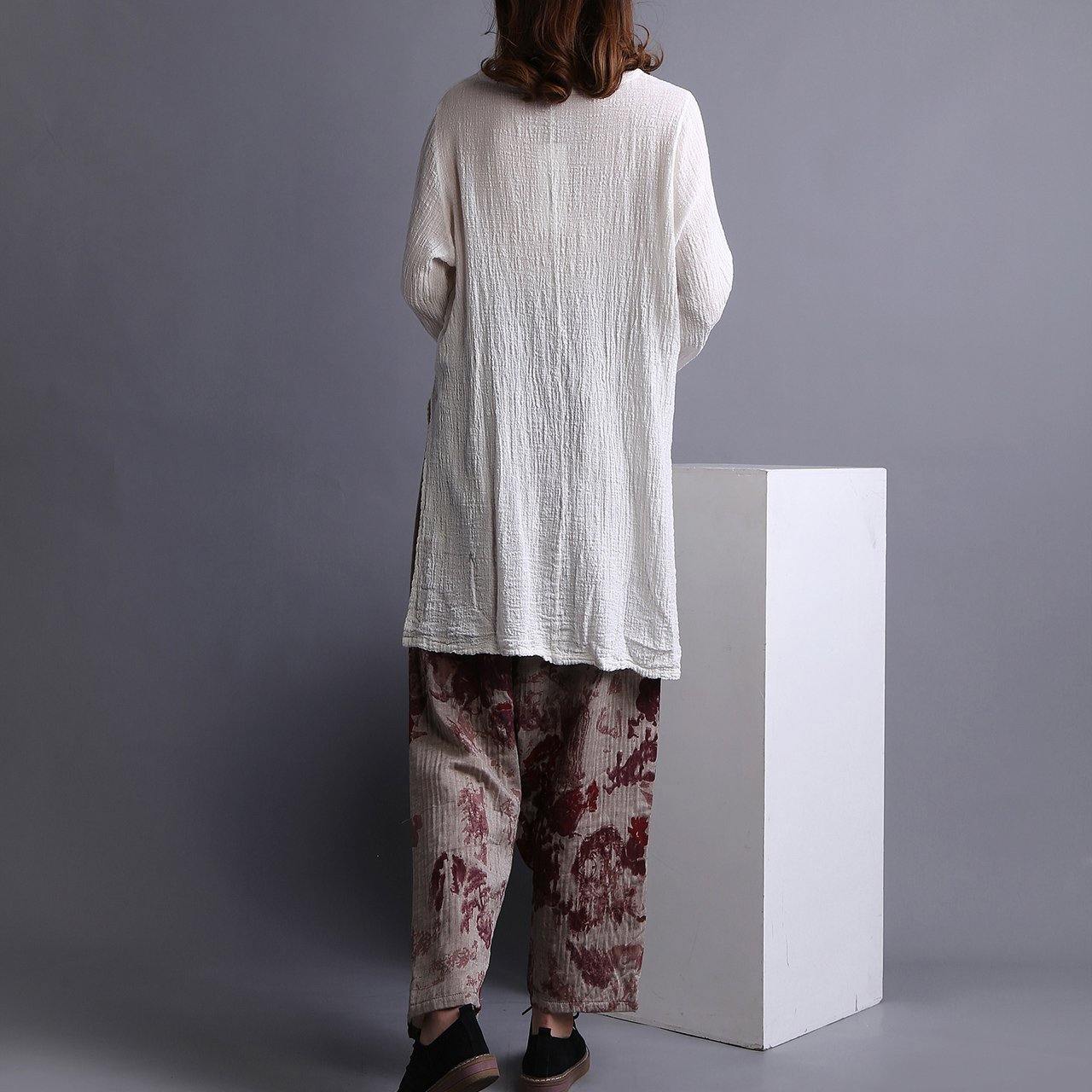 Beautiful White U Neck low high design Linen Shirt Spring