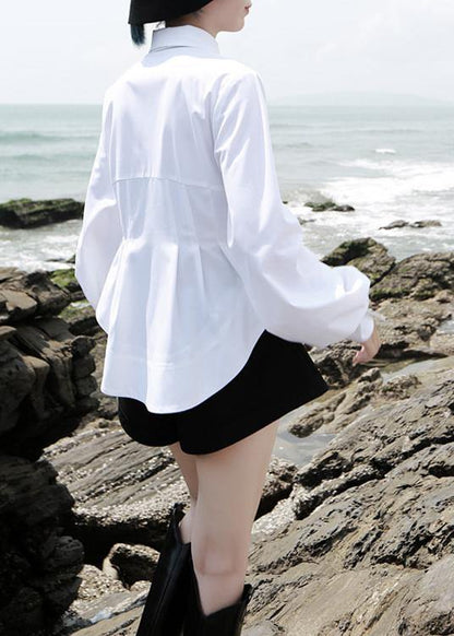 Beautiful White traveling fashion Cotton Blouse Tops Spring