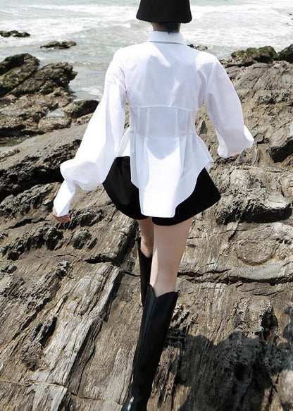 Beautiful White traveling fashion Cotton Blouse Tops Spring