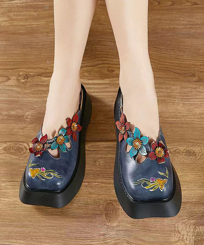 Yellow Splicing Hollow Out Flower Chunky Slide Sandals