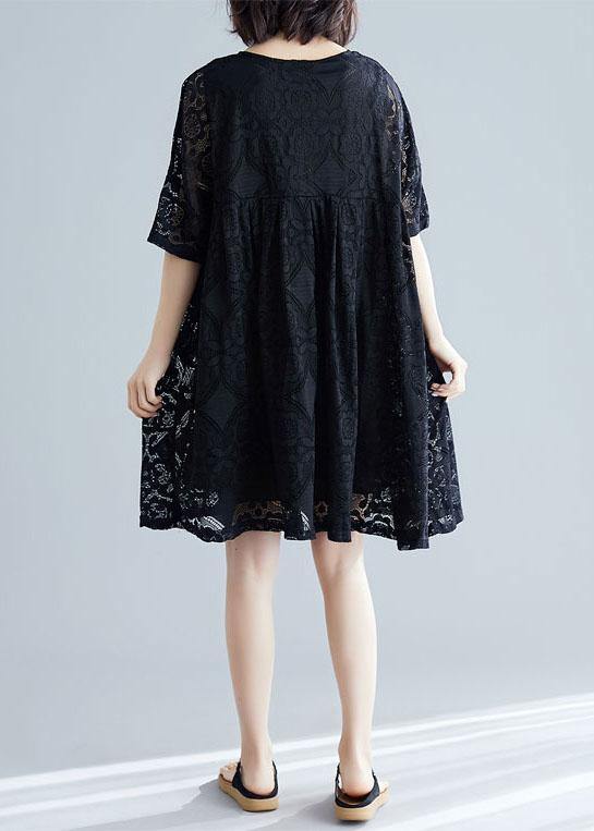Black Clothes for V Neck Hollow Out Loose Dresses