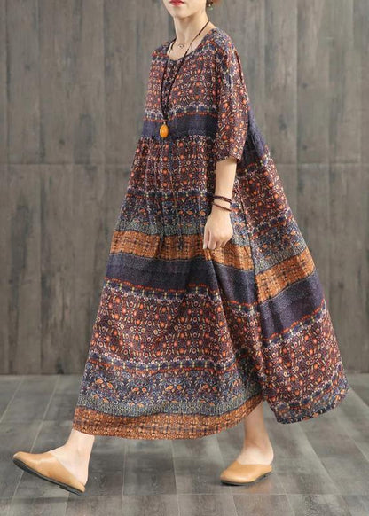 Blended Wardrobes Drops Design Retro Print Washed Comfortable Loose Dress