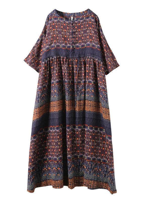 Blended Wardrobes Drops Design Retro Print Washed Comfortable Loose Dress