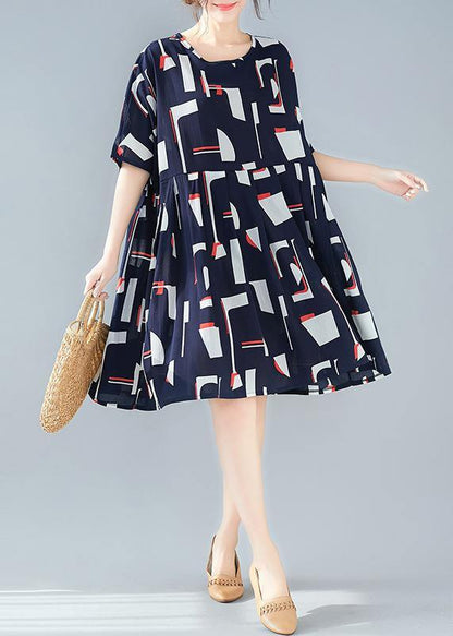 Blue Cotton Outfit Prints Dresses Summer Dresses