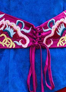 Beautiful blue cotton crane tops embroidery box high neck blouse