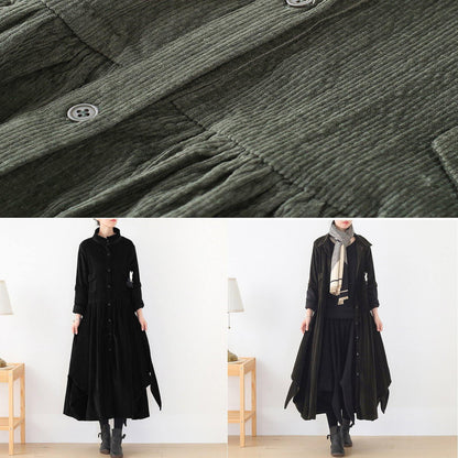 False Two Pieces Polo Collar Coats Black Loose Outwears