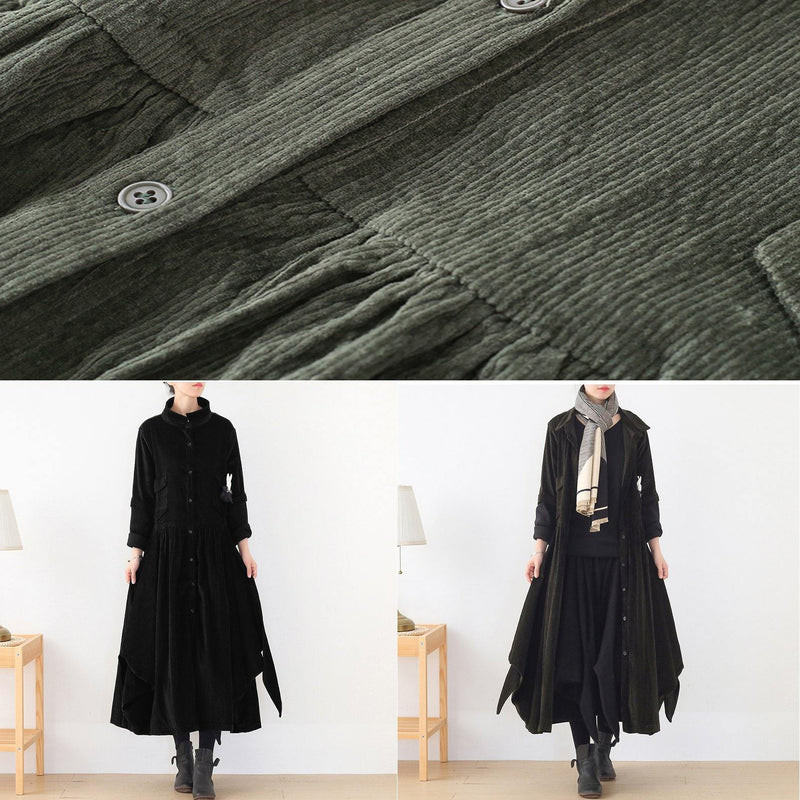 False Two Pieces Polo Collar Coats Black Loose Outwears