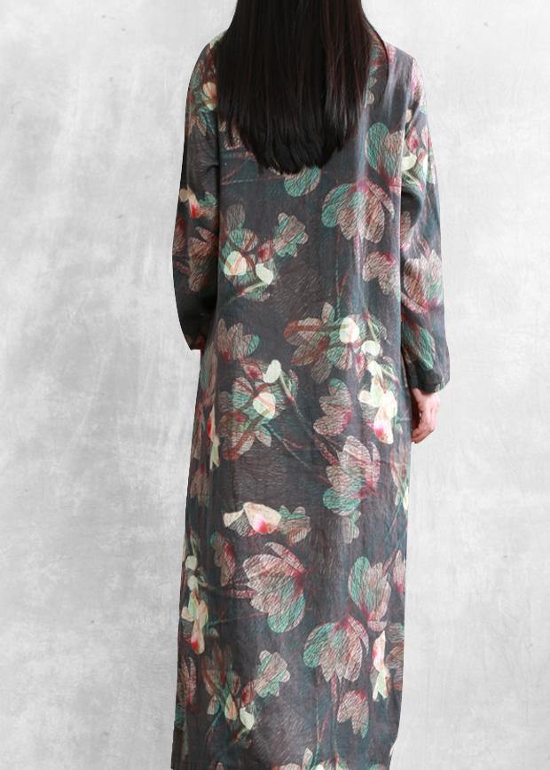 Linen Dresses O Neck Pockets Maxi Dresses