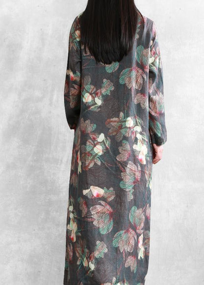 Linen Dresses O Neck Pockets Maxi Dresses