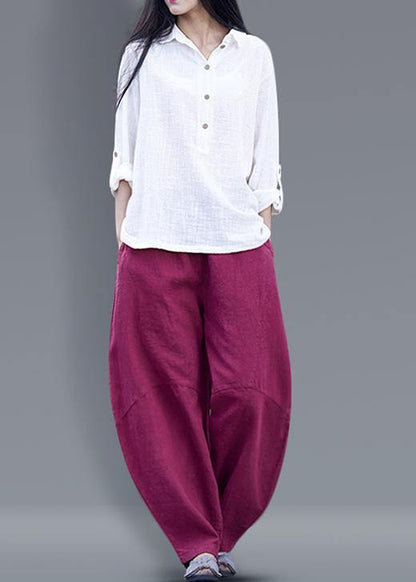 Harem Pants Cotton Work Outfits Blue Long Pants