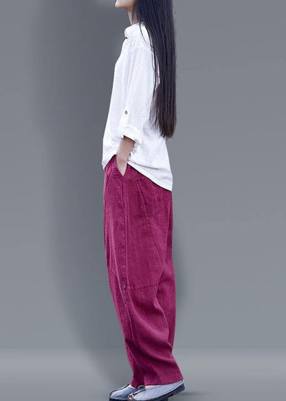 Harem Pants Cotton Work Outfits Blue Long Pants