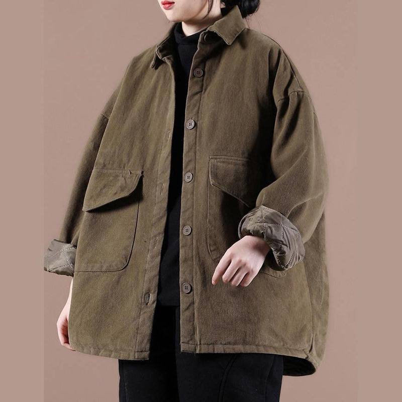 Lapel Button Down Spring for Chocolate Short Coats