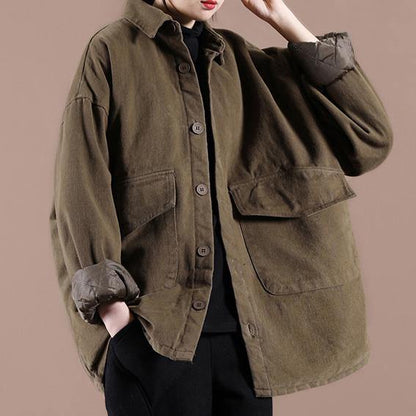 Beautiful lapel Button Down  spring for women chocolate short coats