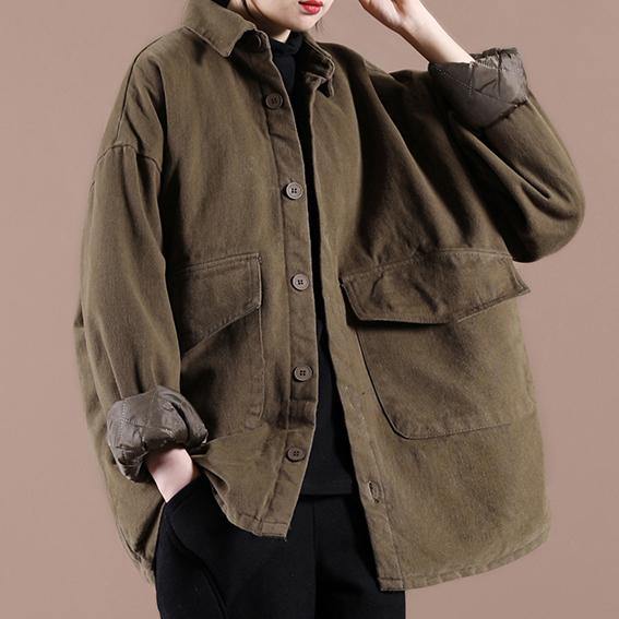 Lapel Button Down Spring for Chocolate Short Coats