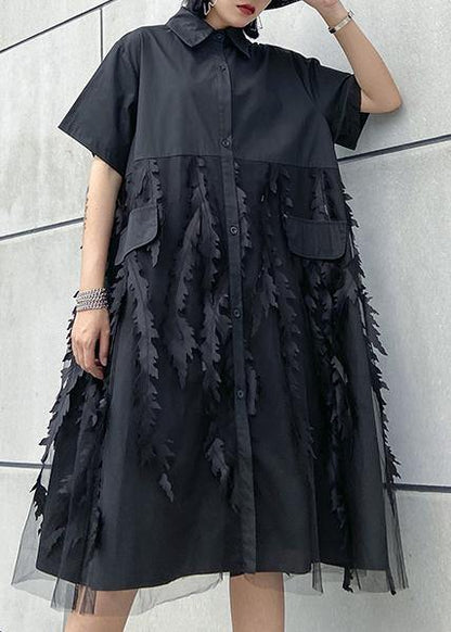 Lapel Tulle Cotton Summer Clothes for Shape Blue Dress
