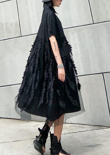 Lapel Tulle Cotton Summer Clothes for Shape Grey Dress
