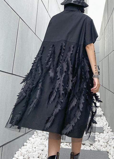 Lapel Tulle Cotton Summer Clothes for Shape Grey Dress