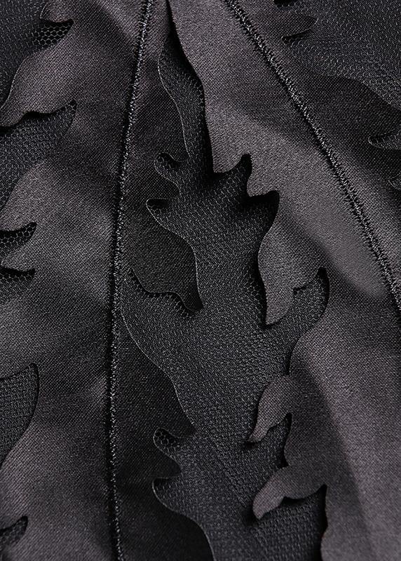 Lapel Tulle Cotton Summer Clothes for Shape Black Dress
