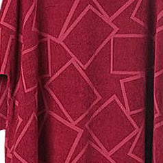 Linen Clothes for Fine Linen Three Quarter Sleeve Geometry Pattern Red Dress