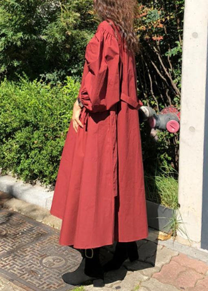 O Neck Batwing Sleeve Cotton Spring Tunics Photography Red Long Dresses