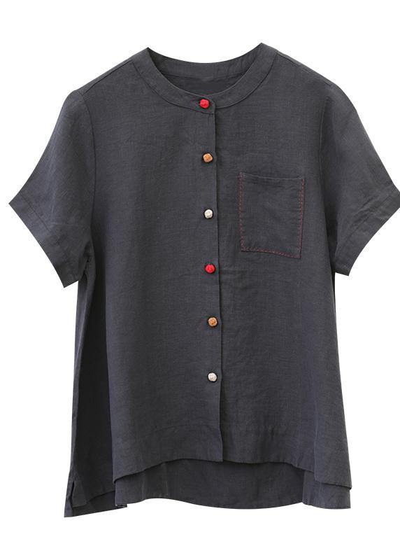 O Neck Asymmetric Linen Summer Tops Silhouette Tutorials Navy Shirt