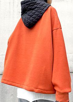 Orange Figure Printing Clothes for Tutorials Hooded Blouse
