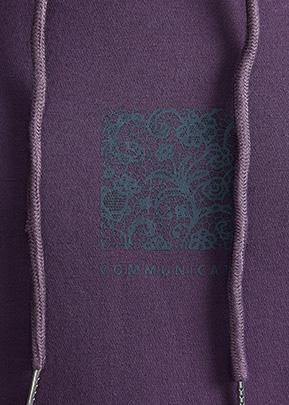 Purple Tunic Top Hooded Drawstring Blouses