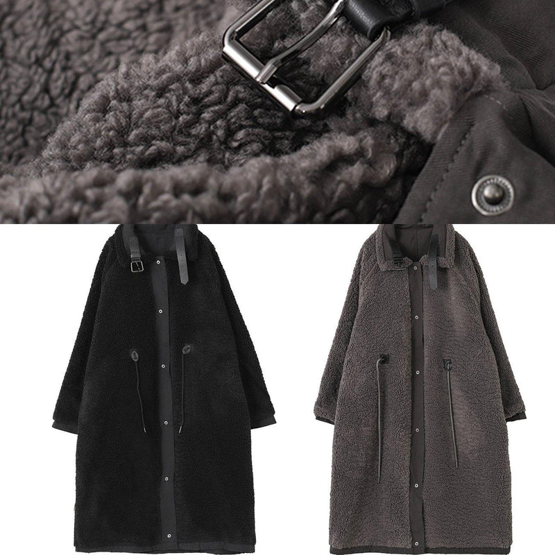 Stand Collar Drawstring Clothes for Gray Chocolate Daily Outwear