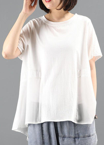 White Tops Wardrobes O Neck Patchwork Summer Tops