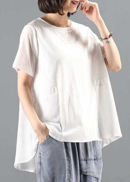 White Tops Wardrobes O Neck Patchwork Summer Tops
