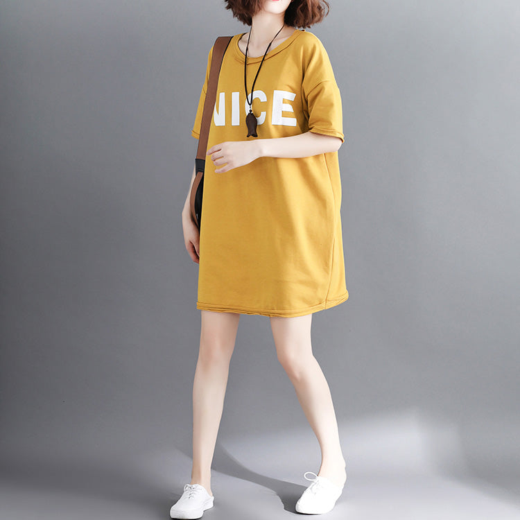 Yellow Cotton Clothes Omychic Tutorials O Neck Letter Clothing Tops