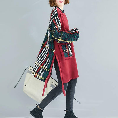 Black Cotton Clothes Patchwork Oversized Side Open Dress