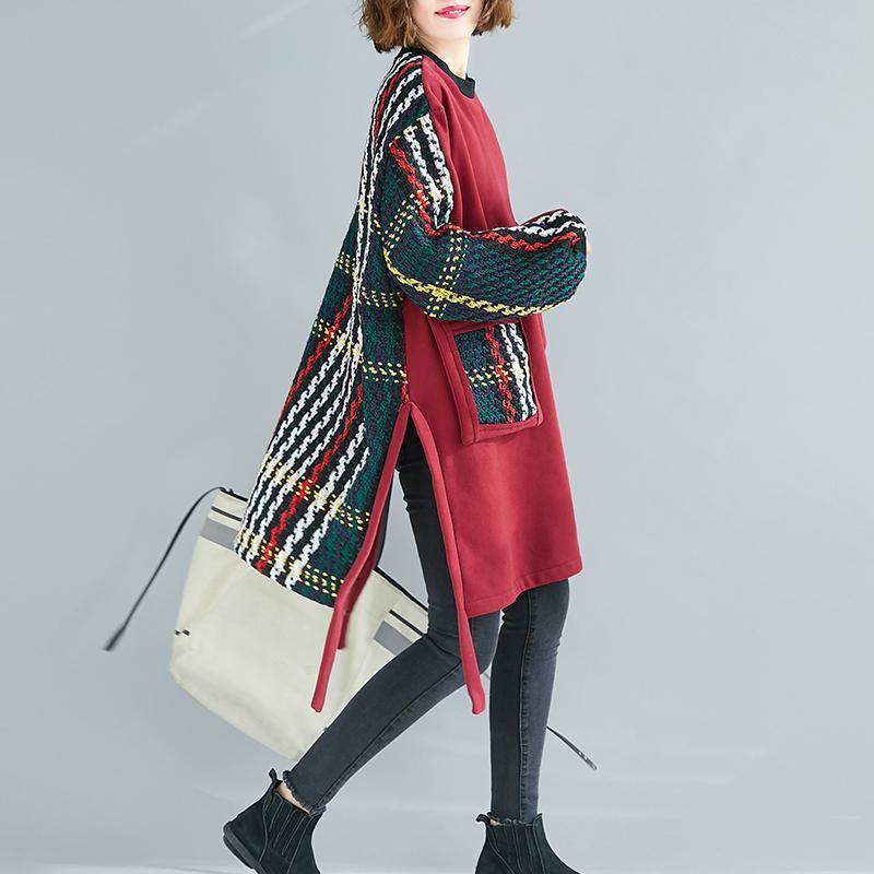 Black Cotton Clothes Patchwork Oversized Side Open Dress