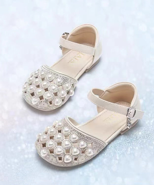 Beige Buckle Strap Nail Bead Zircon Best Baby Sandals for Walking