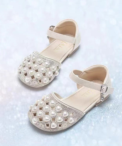 Beige Buckle Strap Nail Bead Zircon Best Baby Sandals for Walking