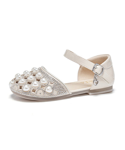 Beige Buckle Strap Nail Bead Zircon Best Baby Sandals for Walking