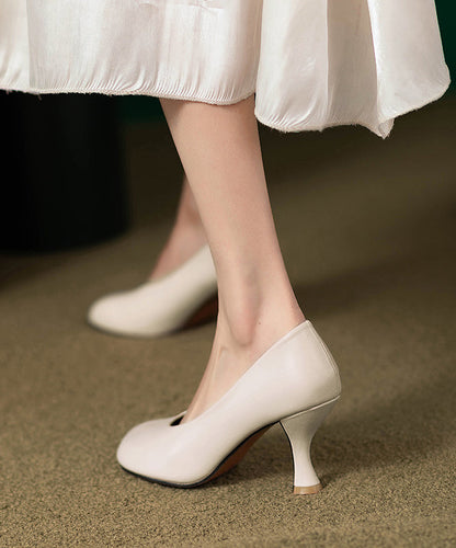 Beige Comfy Faux Leather High Heels