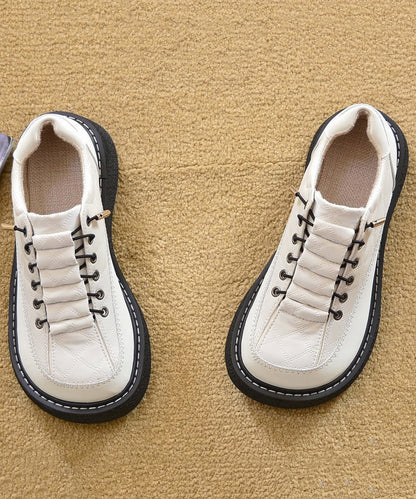 Beige Faux Leather Splicing Comfortable Loafers for
