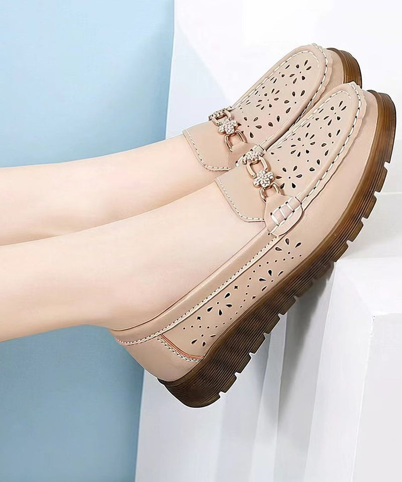 Beige Flat Shoes Hollow Out Flat Shoes for