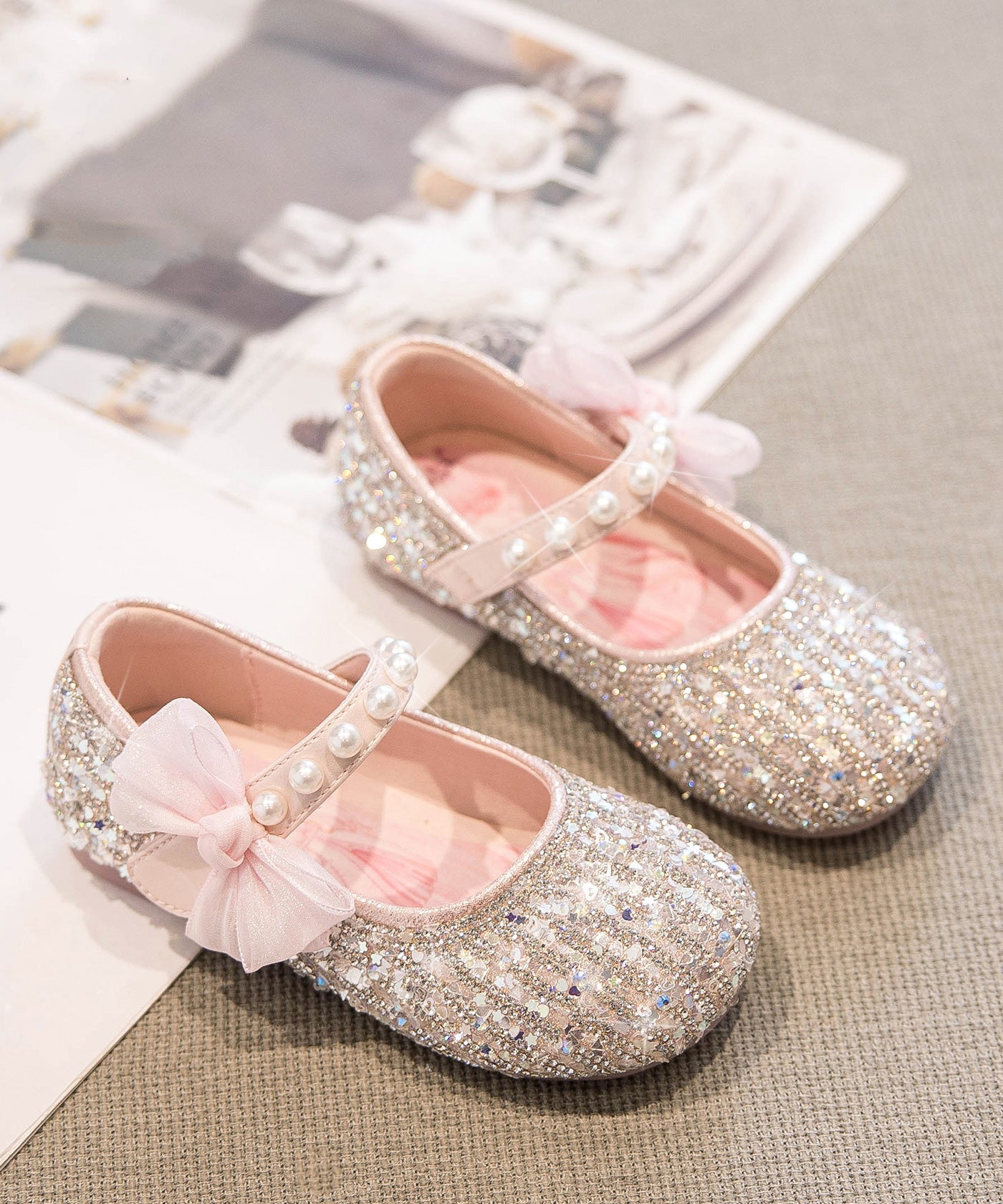 Beige ' Princess Shoes New Soft Bottom Zircon