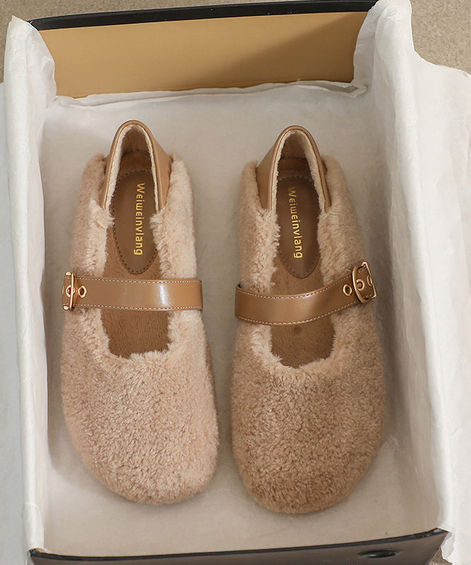 Beige Penny Loafers Faux Fur Stylish