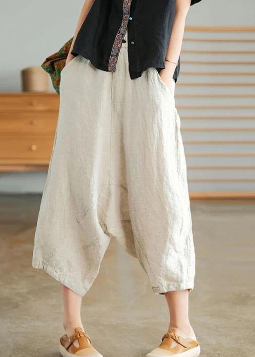 Yellow Geometry Color Linen Pocket Pants