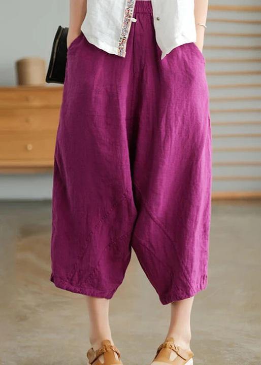 Yellow Geometry Color Linen Pocket Pants