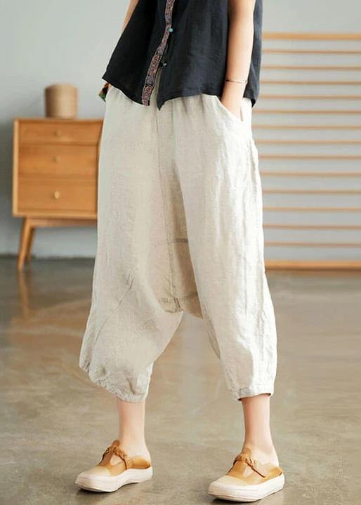 Red Geometry Color Linen Pocket Pants