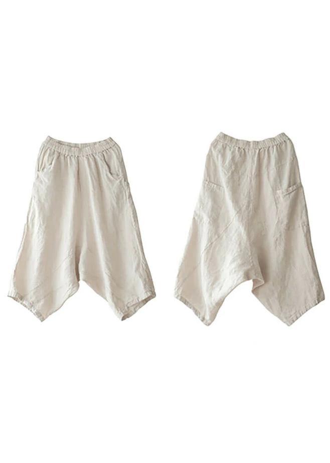 Yellow Geometry Color Linen Pocket Pants