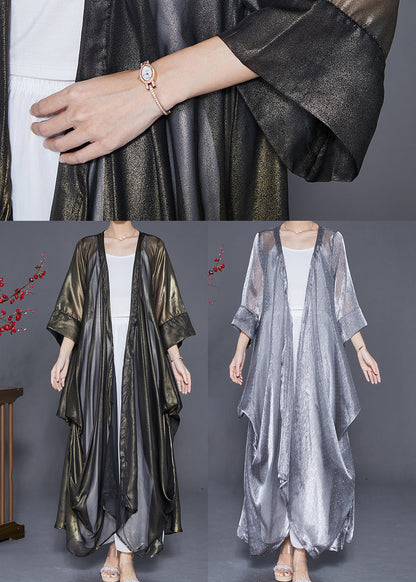 Blaackish Green Silk Upf 50+ Cardigan Oversized Summer